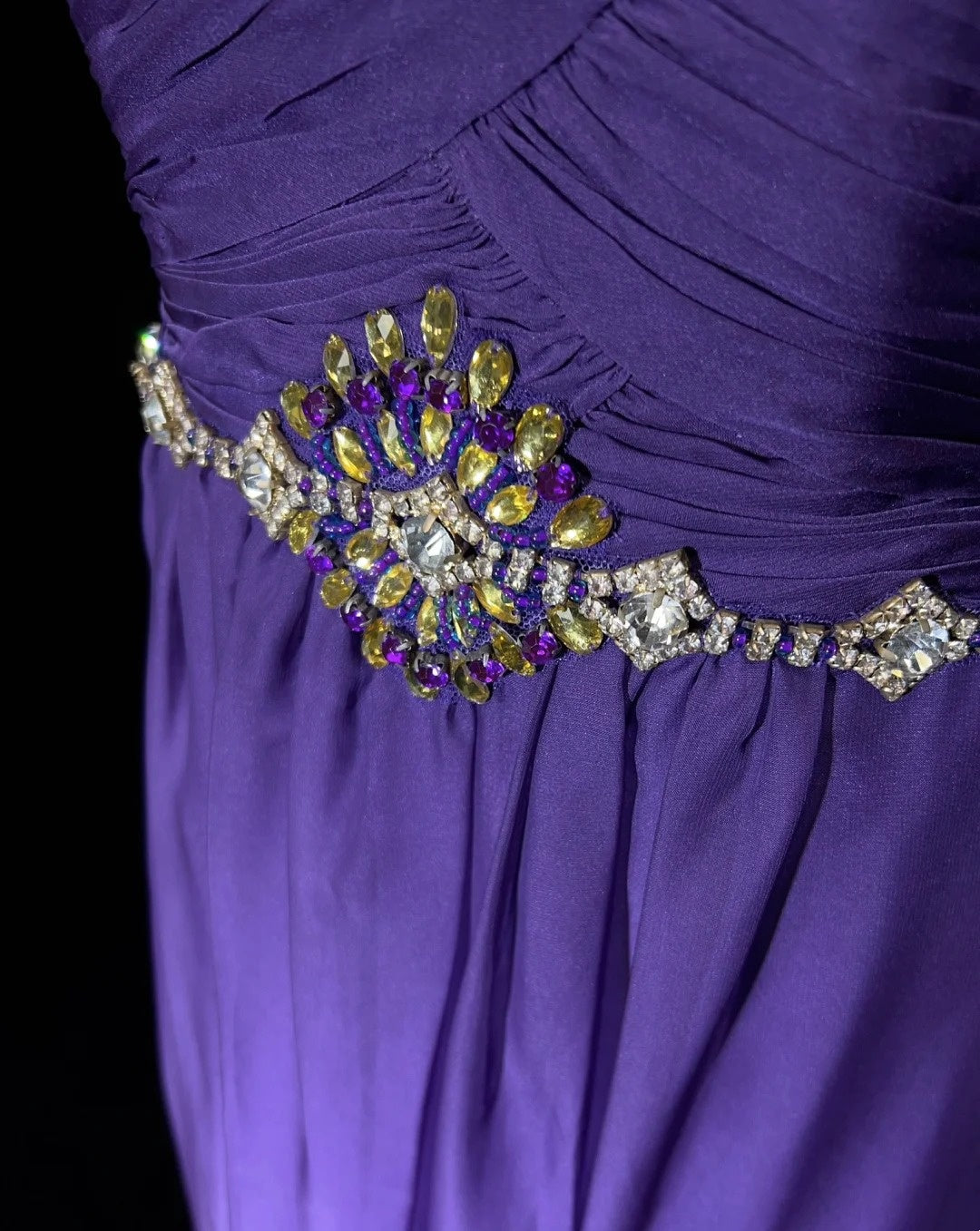 Vintage Prom Dresses Inspo A Line Halter Gradient Grape Chiffon Long 1990s With Beading Formal Gowns N3338