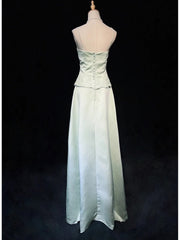 Modest Prom Dresses Inspo A line Halter Light Sage Green Satin With Lace For Women Formal Dress N3225