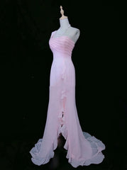 Vintage Prom Dresses 80s Mermaid One Shoulder Pink Chiffon Sleeveless With Beading Semi Formal Evening Outfits N3620