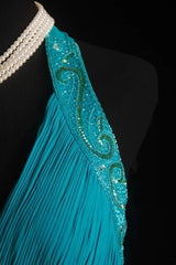 Vintage A line Halter Blue Chiffon Sleeveless Summer Formal For Women Girls Teens Prom Dresses N2245
