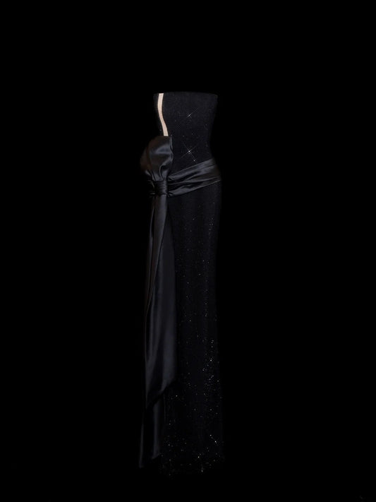 Gorgeous Prom Dresses Mermaid Strapless Black Tie Sequin For Women Formal Evening Outfits N3789
