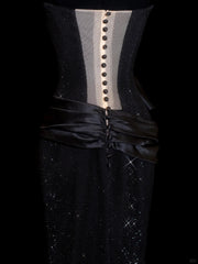 Gorgeous Prom Dresses Mermaid Strapless Black Tie Sequin For Women Formal Evening Outfits N3789