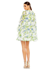 Short Chiffon Cape Sleeve Cocktail Dress Chiffon Fabric & Cape Sleeves Mac Duggal 56029