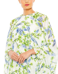 Short Chiffon Cape Sleeve Cocktail Dress Chiffon Fabric & Cape Sleeves Mac Duggal 56029
