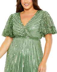 Formal Beaded Plus Size Tea Length Dress Beaded Tea Length Plus Size Mac Duggal 5785