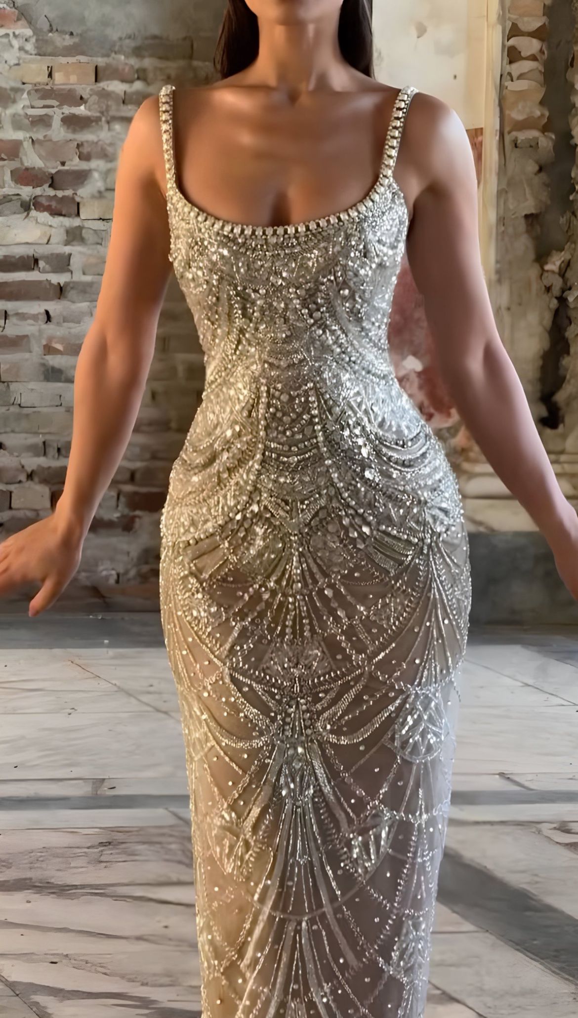 Glitter Mermaid Spaghetti Straps Champagne Beadings Inspo Formal Party Gowns Long Prom Dresses AB1730
