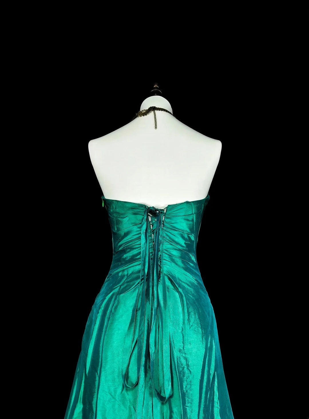 Vintage Mermaid Sweetheart Dark Green 70s With Pleated Beads Long Prom Gown Party Wear Dresses N1839