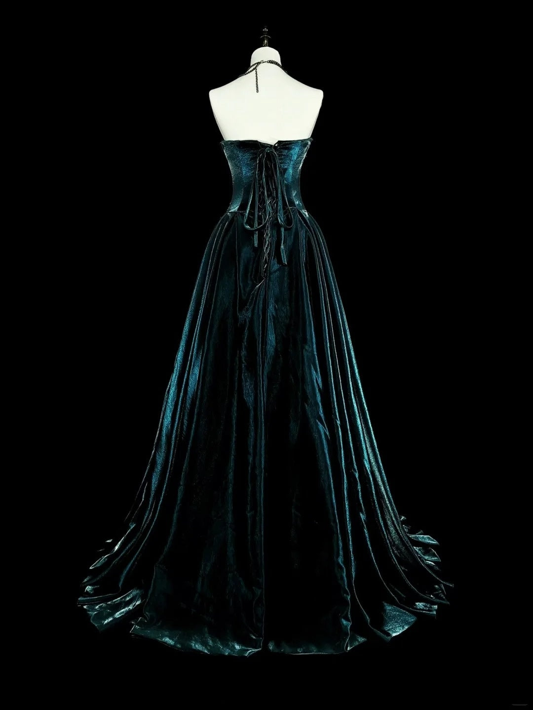 Vintage A line Strapless Dark Green Velvet 70s With Gold Appliques Long Prom Gown Party Wear Dresses N1845