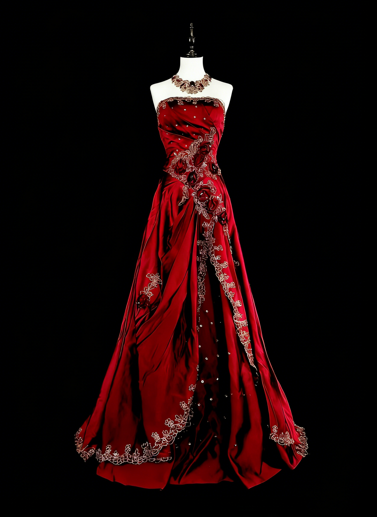 Vintage 1760s A Line Strapless Wine Red With Back Bow-knot Sleeveless Pleated Long Prom Dresses N1591