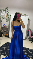 simple long prom dresses, royal blue prom dress N2493