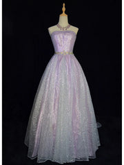 Princess Prom Dresses Inspo Ball Gown Strapless Lilac Sequined Long With Beading Formal Gowns N3393