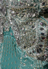 Classy Prom Dresses Mermaid Spaghetti Strap Backless Tiffany Blue Chiffon With Beaded Long Formal Evening Outfits N3708