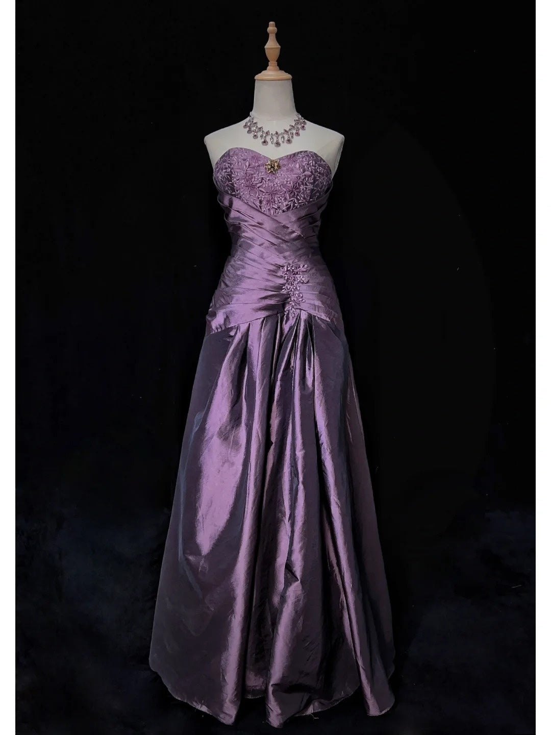 Vintage Prom Dresses Ball Gown Sweetheart Purple Taffeta 80s With Lace Long Formal Evening Outfits N3892