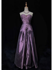 Vintage Prom Dresses Ball Gown Sweetheart Purple Taffeta 80s With Lace Long Formal Evening Outfits N3892