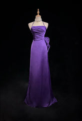 Vintage Prom Dresses Inspo Mermaid Halter Grape Satin Long 1990s With Beading Formal Gowns N3333
