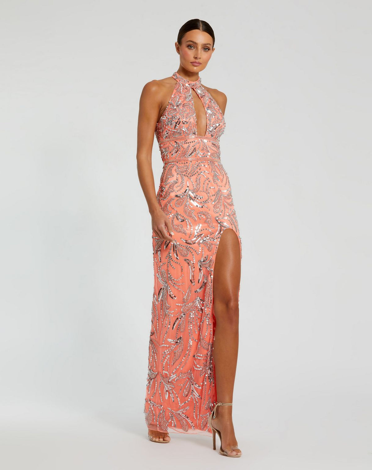 Long Fitted Slit Beaded Prom Formal Dress Fitted Slit Beaded Prom Mac Duggal 6030