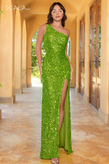 Scala 61338 Fitted Glittered Long Prom Dress