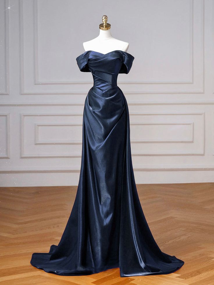 Simple Off Shoulder Satin Burgundy Long Prom Dress, Burgundy Long Formal Dress Party Gown AB1842