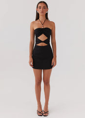 Starry Sands Linen Mini Dress - Black
