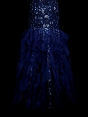 Vintage Mermaid Sweetheart Navy Blue Tulle Sleeveless Formal For Women Girls Teens Prom Dresses N2262