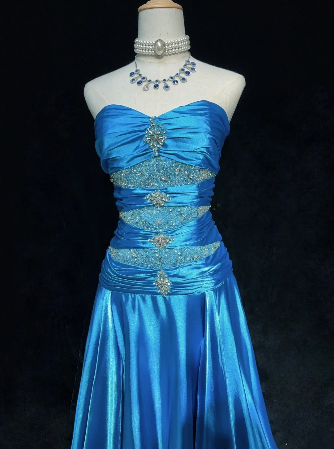Modest Prom Dresses Inspo Mermaid Sweetheart Blue Satin With Beading For Women Formal Dress N3213