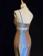 Dreamy 90s Prom Dresses Mermaid Spaghetti Strap Satin With Beading Formal Evening Outfits N3825