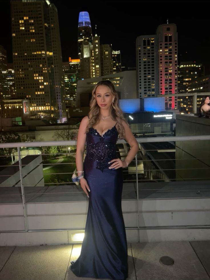 Modest Senior Prom Dresses High Schools Inspiration Mermaid Spaghetti Straps Navy Blue Semi Formal Grad Long Prom Dress For Teens AB2154