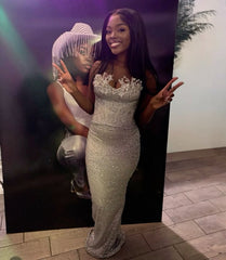 Modest Senior Prom Dresses High Schools Inspiration Mermaid Sweetheart Sequins Black Girl Semi Formal Grad Long Prom Dress For Teens AB2134