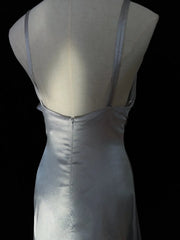 Classy Prom Dresses Inspiration Mermaid Spaghetti Strap Silver Gala Satin Sleeveless Vintage Formal Dress N3181