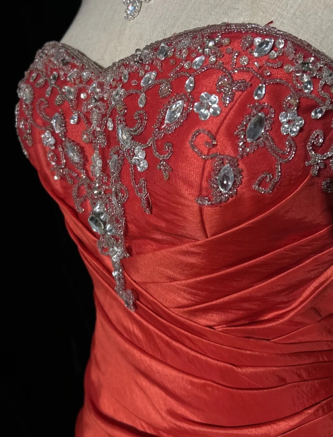 Glamour Prom Dresses Ball Gown Sweetheart Rust Red With Beading Formal Evening Outfits N3818