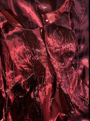Vintage 90s Prom Dresses A Line Square Neck Burgundy Taffeta With Beads Long Prom Gown N3030