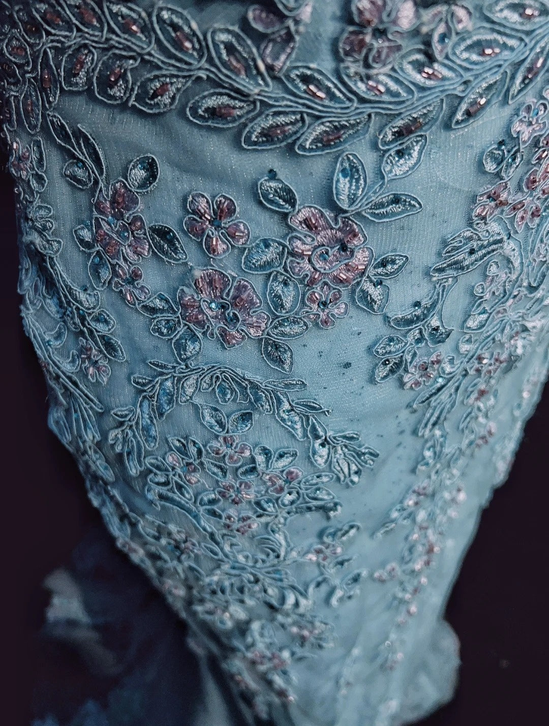 Vintage Prom Dresses Inspo Mermaid V Neck Light Sky Blue Long 1990s With Lace Appliqued Formal Gowns N3359