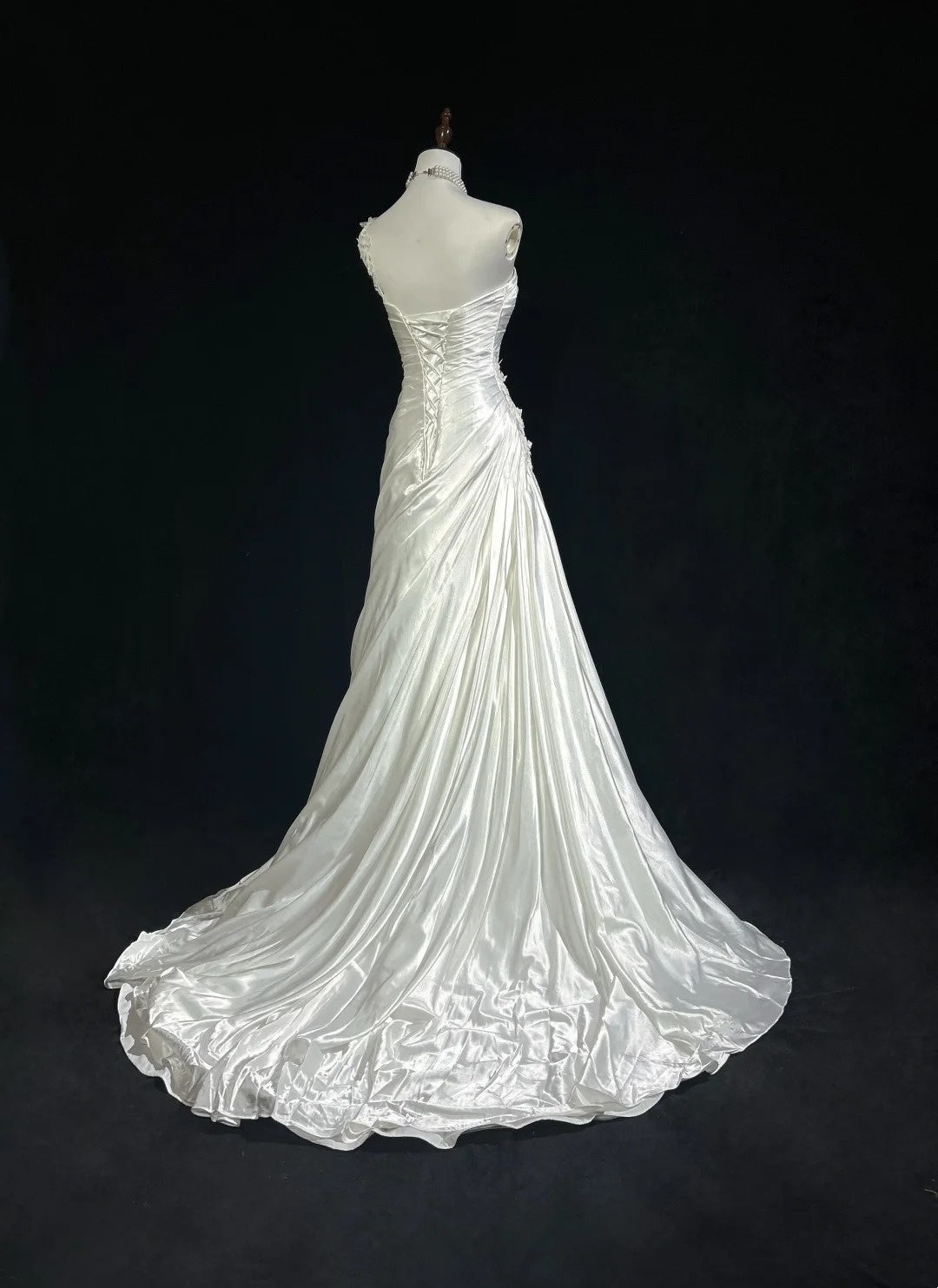Vintage Prom Dresses Inspo Mermaid One Shoulder White Satin 80s With Lace Formal Gowns N3380