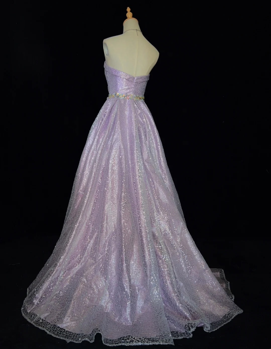 Princess Prom Dresses Inspo Ball Gown Strapless Lilac Sequined Long With Beading Formal Gowns N3393