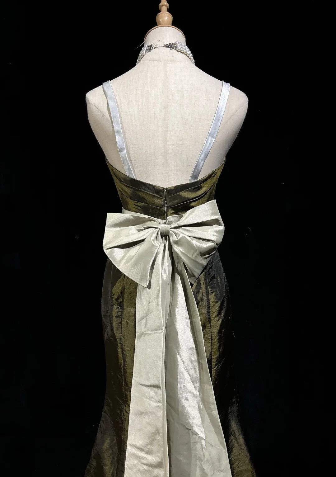Vintage Prom Dresses Inspo Mermaid Spapghetti Strap Olive Green Long 1990s With Cape Formal Gowns N3327