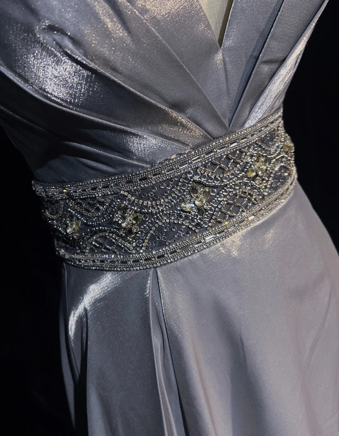 Modest Prom Dresses A line Spaghetti Strap Grey Satin Long Formal Evening Outfits N3617