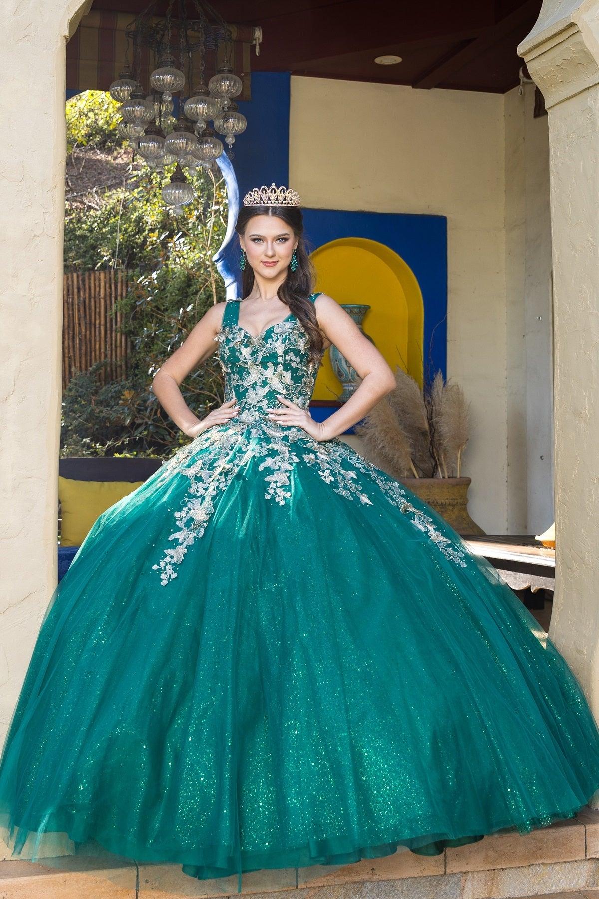 Cinderella Couture CC8046J Sleeveless Glitter Tulle Ball Gown