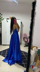 simple long prom dresses, royal blue prom dress N2493