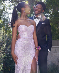 Classic Mermaid Lilac Sequins Long For Women Black Girls Teens Evening Prom Dresses N2170
