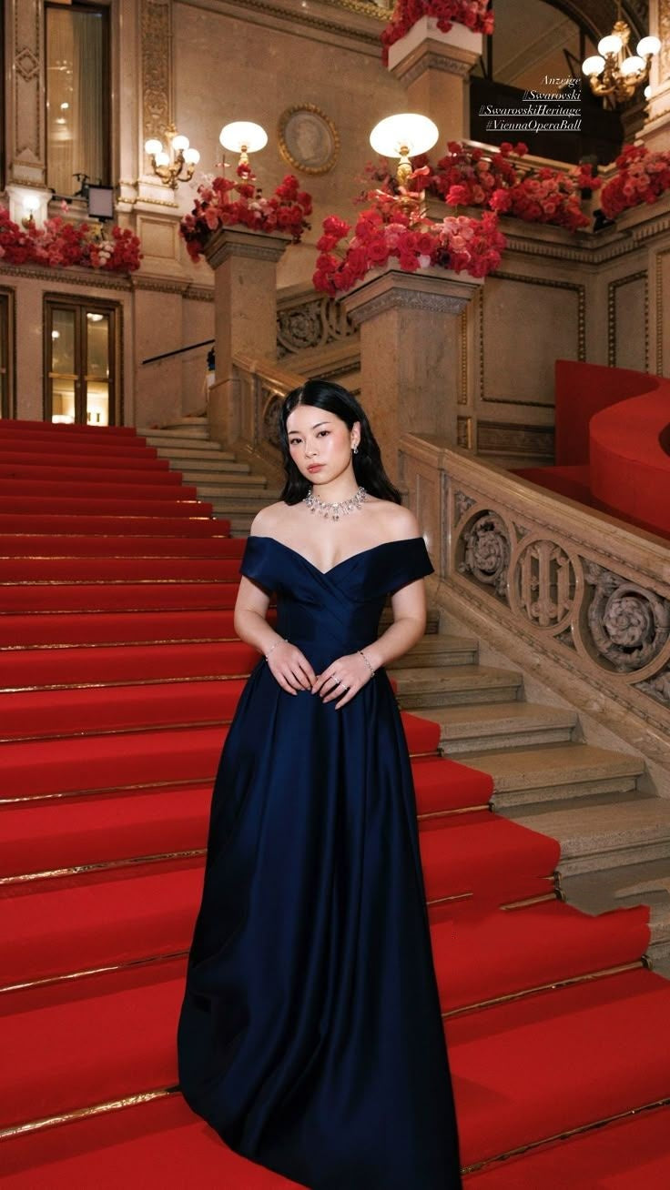 Elegant A line Off The Shoulder Navy Blue With Pleated Sleeves Long Formal Prom Evening Dress Dinner Outfits Party Gowns AB2064