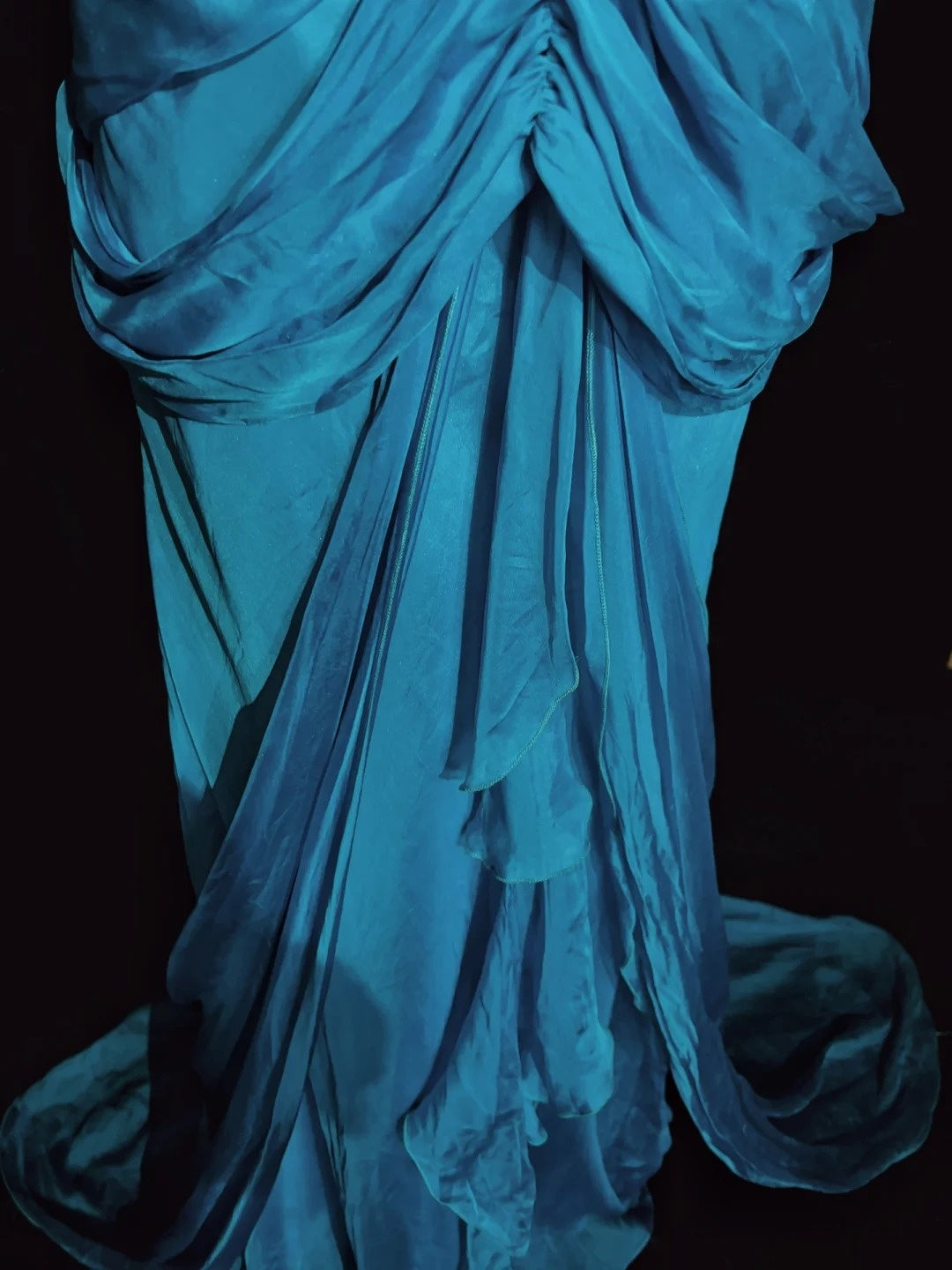 Modest Prom Dresses Mermaid Spaghetti Strap Blue Chiffon Sleeveless With Leaf Formal Evening Dress N3841
