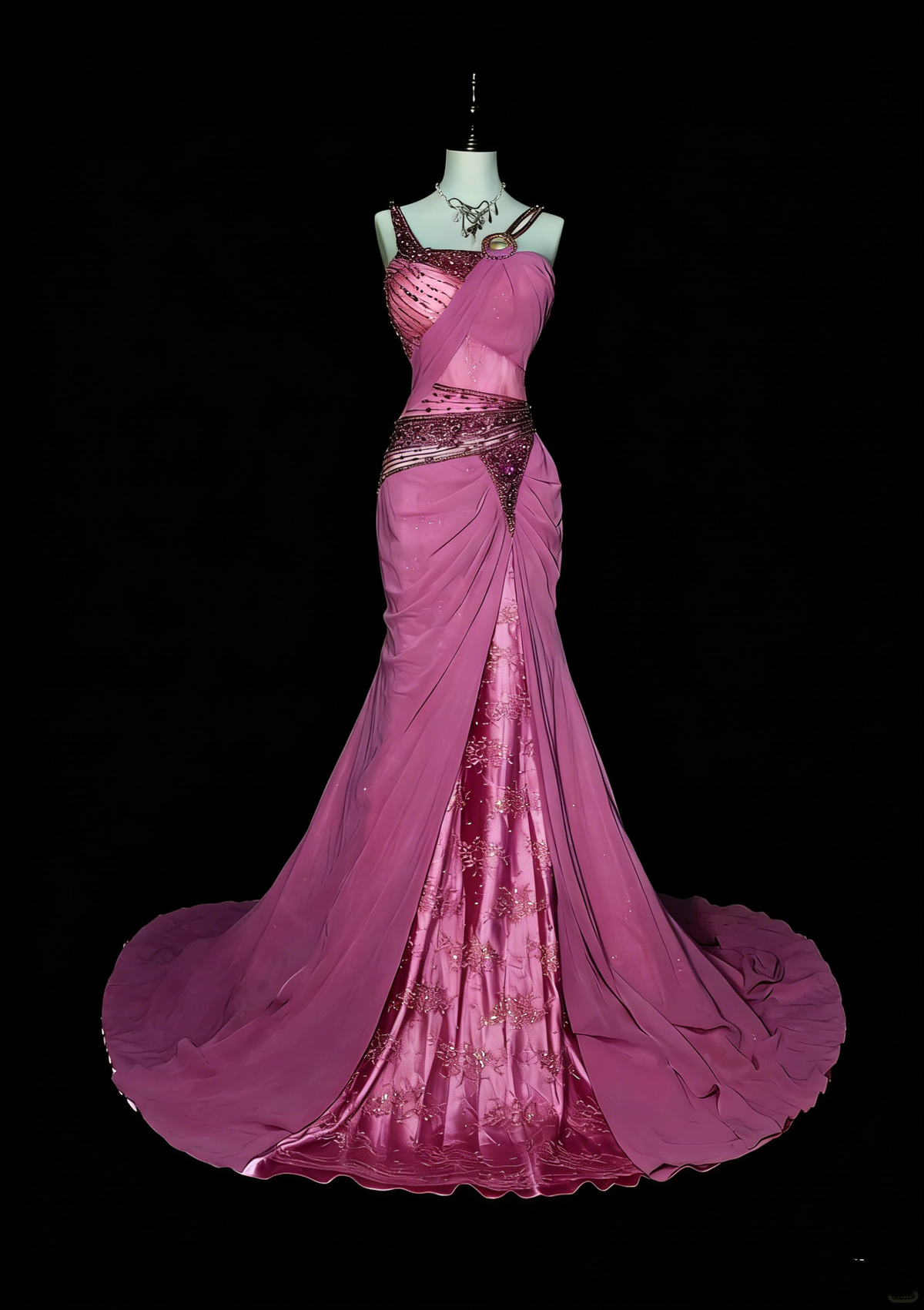 Vintage 1960s Mermaid Sweetheart With Straps Pink Satin Sleeveless Long Prom Formal Dresses N1597