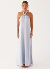 Golden Child Linen Maxi Dress - Blue