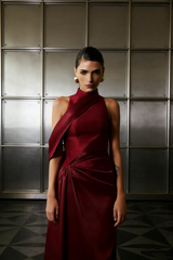 Classy Prom Dresses Inspiration A line High Neck Wine Red Burgundy Satin Long Semi Formal Dance Grad Prom Dress For Teens High Schools AB1969