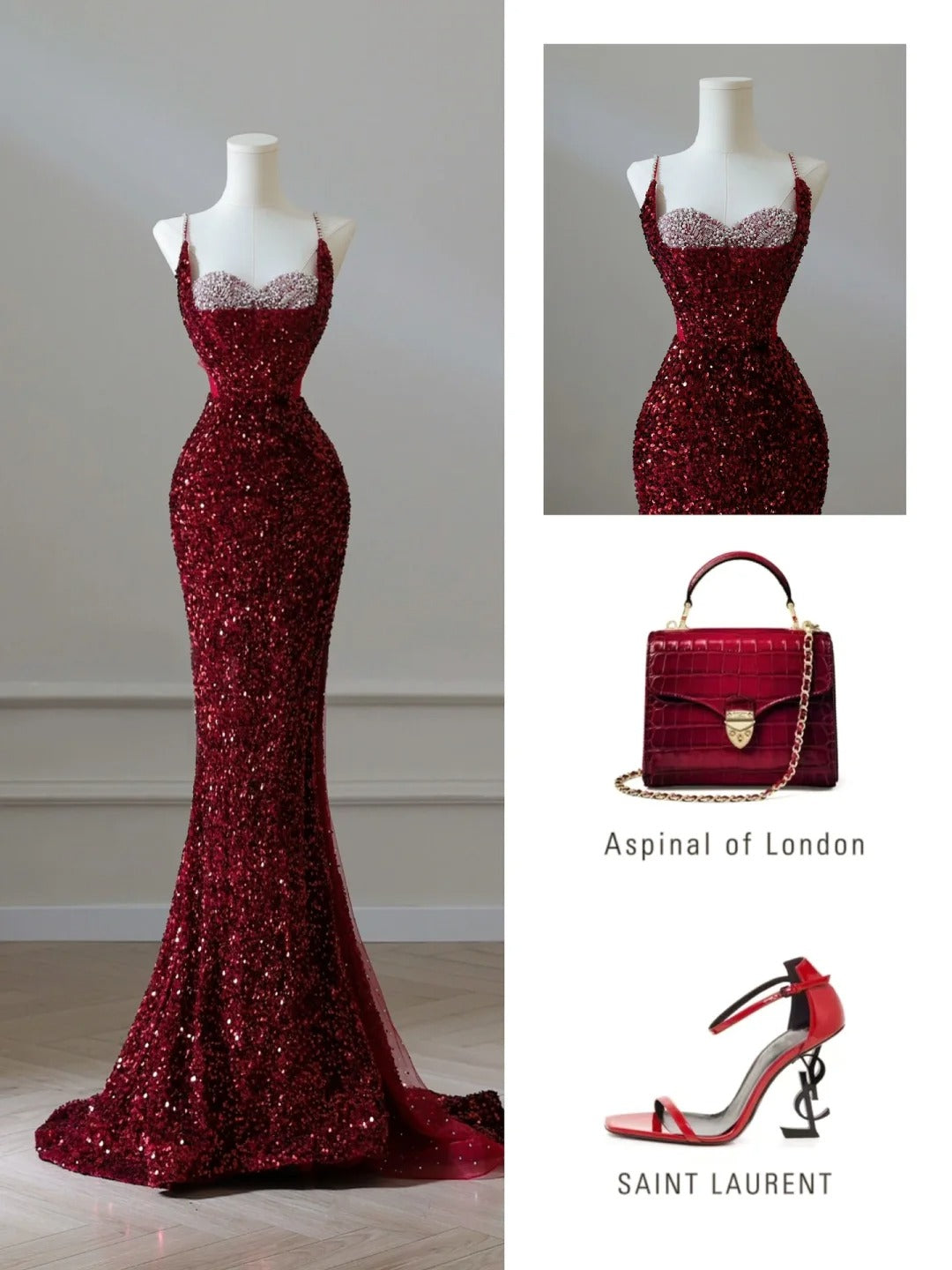 Sparkly Mermaid Spaghetti Straps Sequins Burgundy Long Formal Fancy Prom Evening Dress Dinner Outfits Classy Party Gowns AB2047