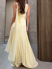 Classy Mermaid Square Neck Slim Yellow Long Formal Fancy Prom Evening Dresses Dinner Outfits Classy Party Gown AB2050