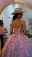 Classy Ball Gown Sweetheart Lilac Tulle Appliques Prom Dresses Party Dress Long Evening Dresses AB2151