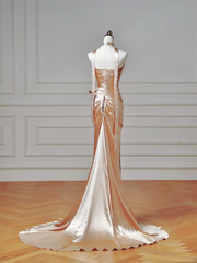Modest Prom Dresses Aesthetic Mermaid Strapless Gold With Beaded Inspiration Impress Long Party Formal Gown For Teenagers High Schools AQ003