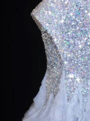 Sequin Prom Dress Aesthetic Mermaid Strapless With Pleated Style Impress Tulle Long Prom Dresses Party Formal Gowns SA006