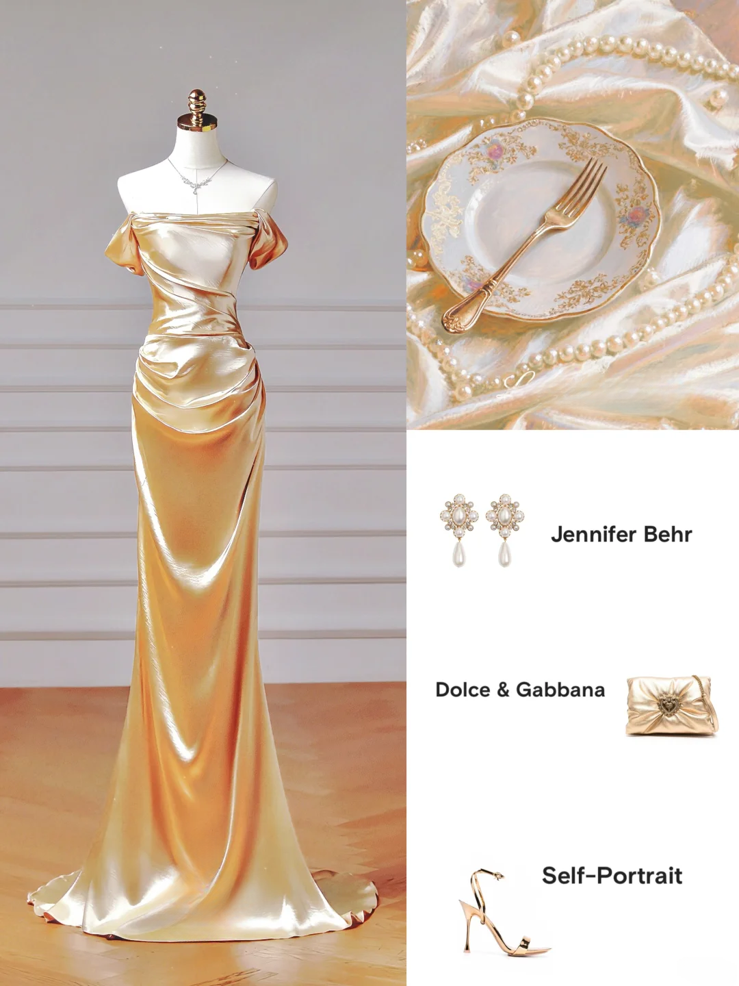 Chic Prom Dresses Aesthetic Mermaid Off The Shoulder Gold With Pleated Inspiration Impress Long Party Formal Gown For Teenagers High Schools AQ013